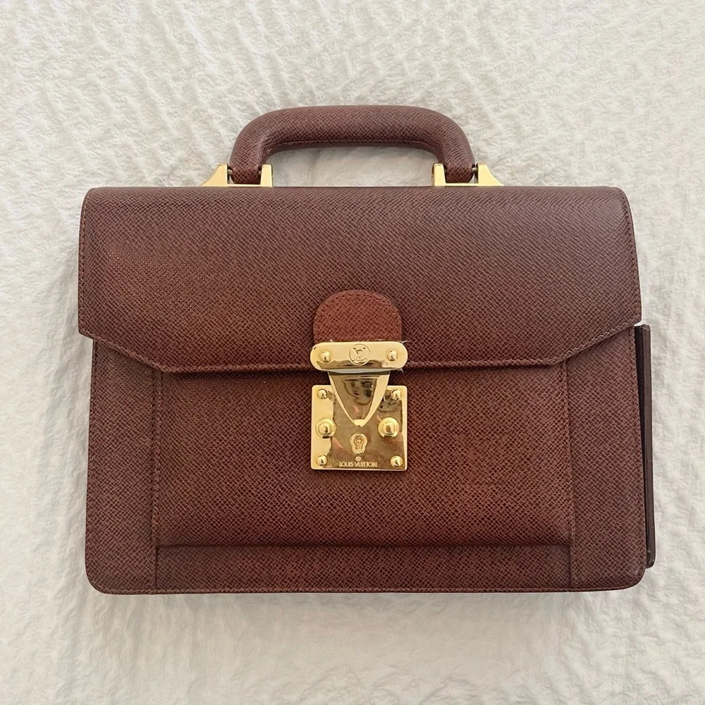 Elegant Brown Mini Briefcase Bag